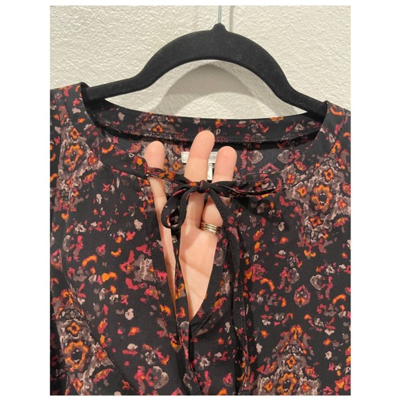 MAURICES Medallion Print Tiered Multicolor Black Tunic Blouse - Picture 4 of 6